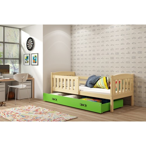 Gulta KUBUS 90x190, priede/zaļš Gulta KUBUS 90x190, priede/zaļš